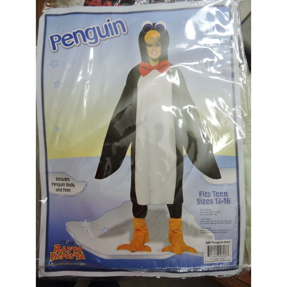 Penguin Costume Fits Teen Sizes 13-16 Includes Body & Feet